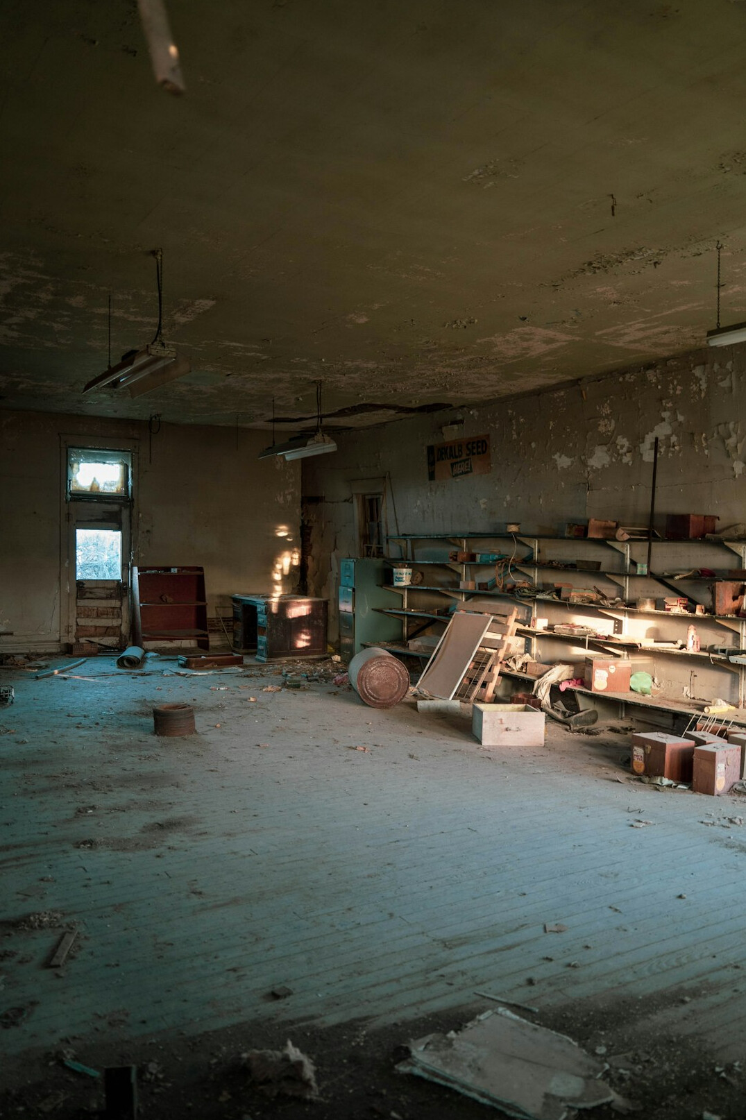 dusty archive shelves