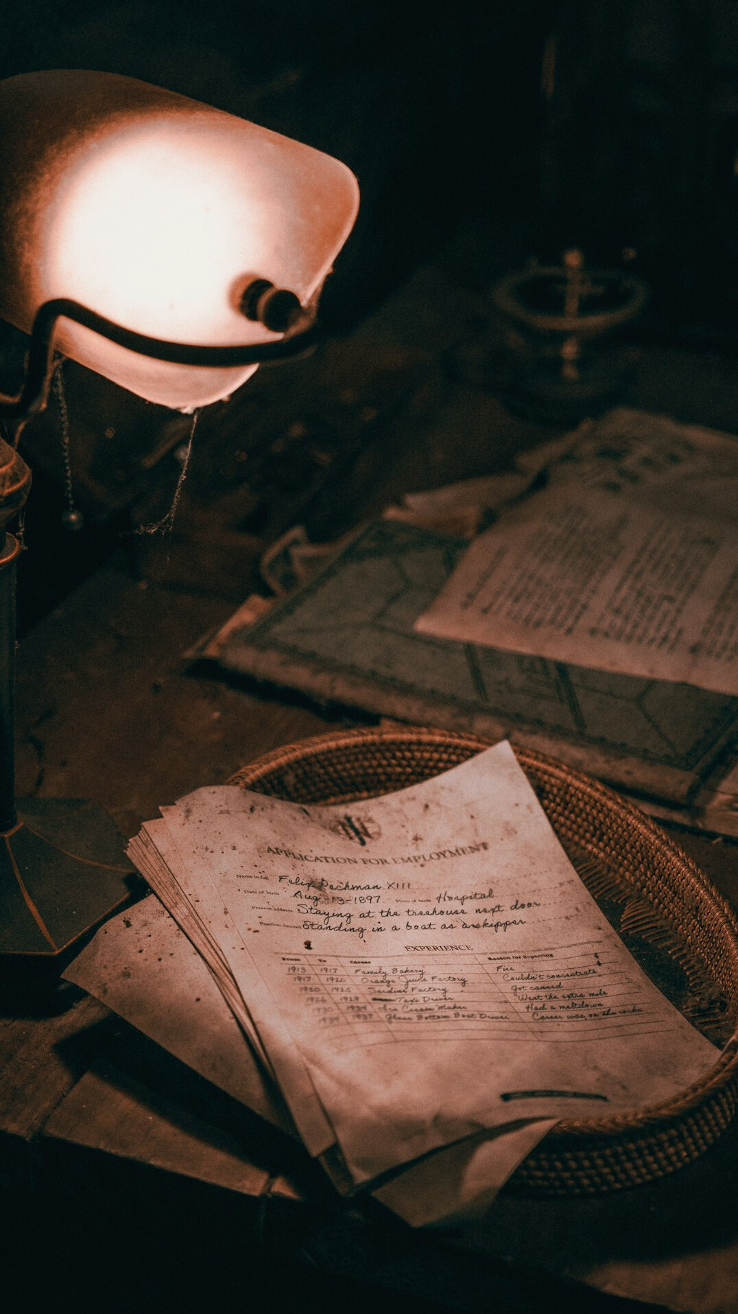 detective investigating old papers